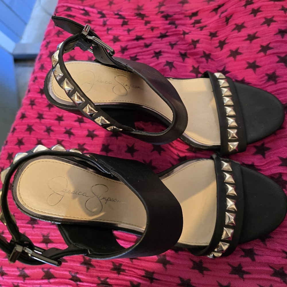 Jessica Simpson Black Sandals with Silver Studs